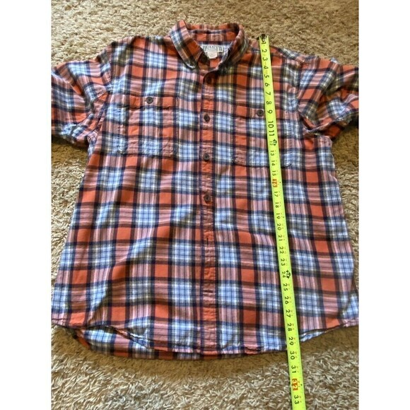 Duluth Trading Company Flannel Mens Large Red Plaid Heavy Cotton Work Shirt - Picture 4 of 7